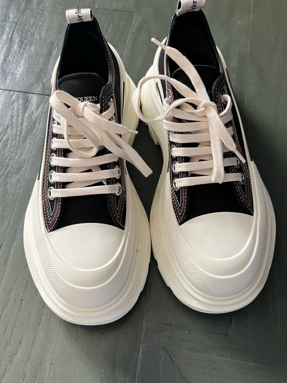 Alexander McQueen Black and White Chunky Low-Top Sneakers